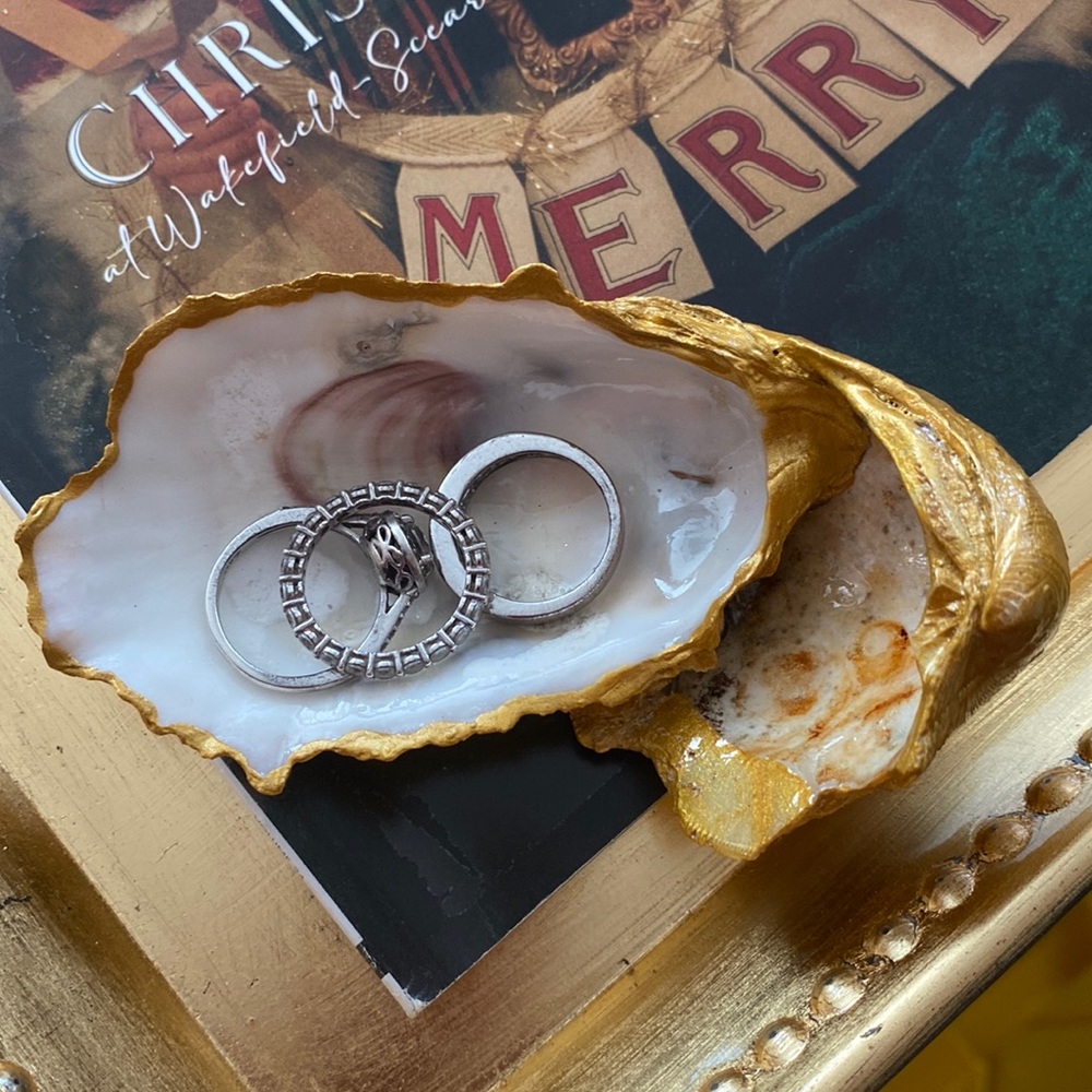 Beautiful  Handcrafted Oyster Shell Ring or small Jewelry Bowl